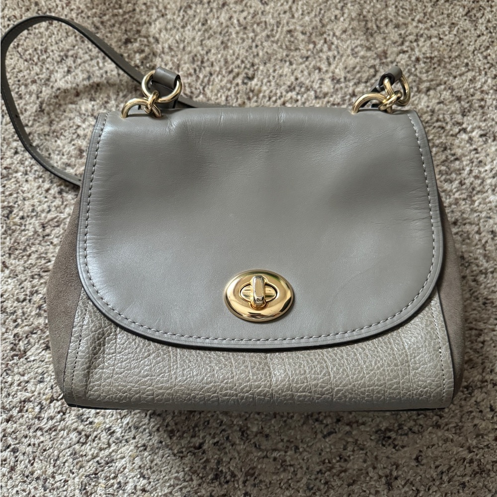Coach Elegant Gray Leather Shoulder Bag